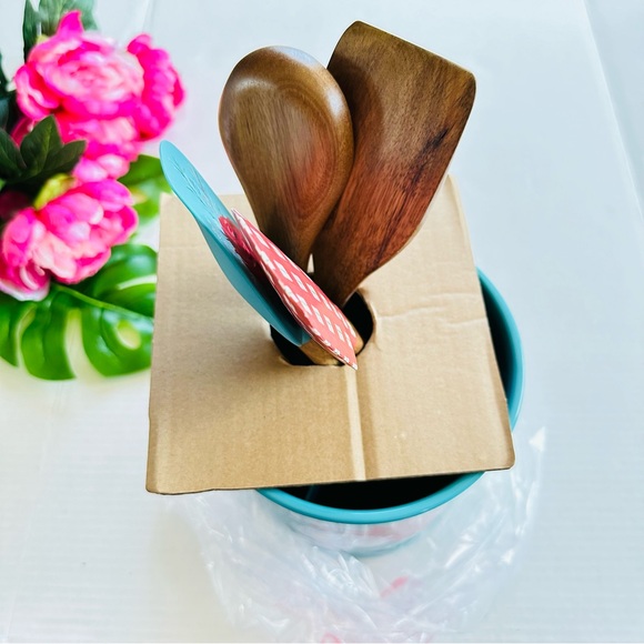 The Pioneer Woman Silicone & Wood Cooking Utensils& Crock Set Wishful Winter NEW - Picture 11 of 13